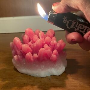 Pink Crystal Rock Candle